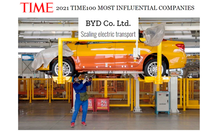 BYD entre las 100 empresas más influyentes del año por la revista TIME