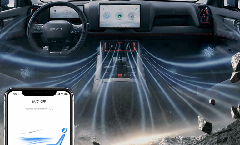App de carro eléctrico de BYD Shark para controlar el aire acondicionado